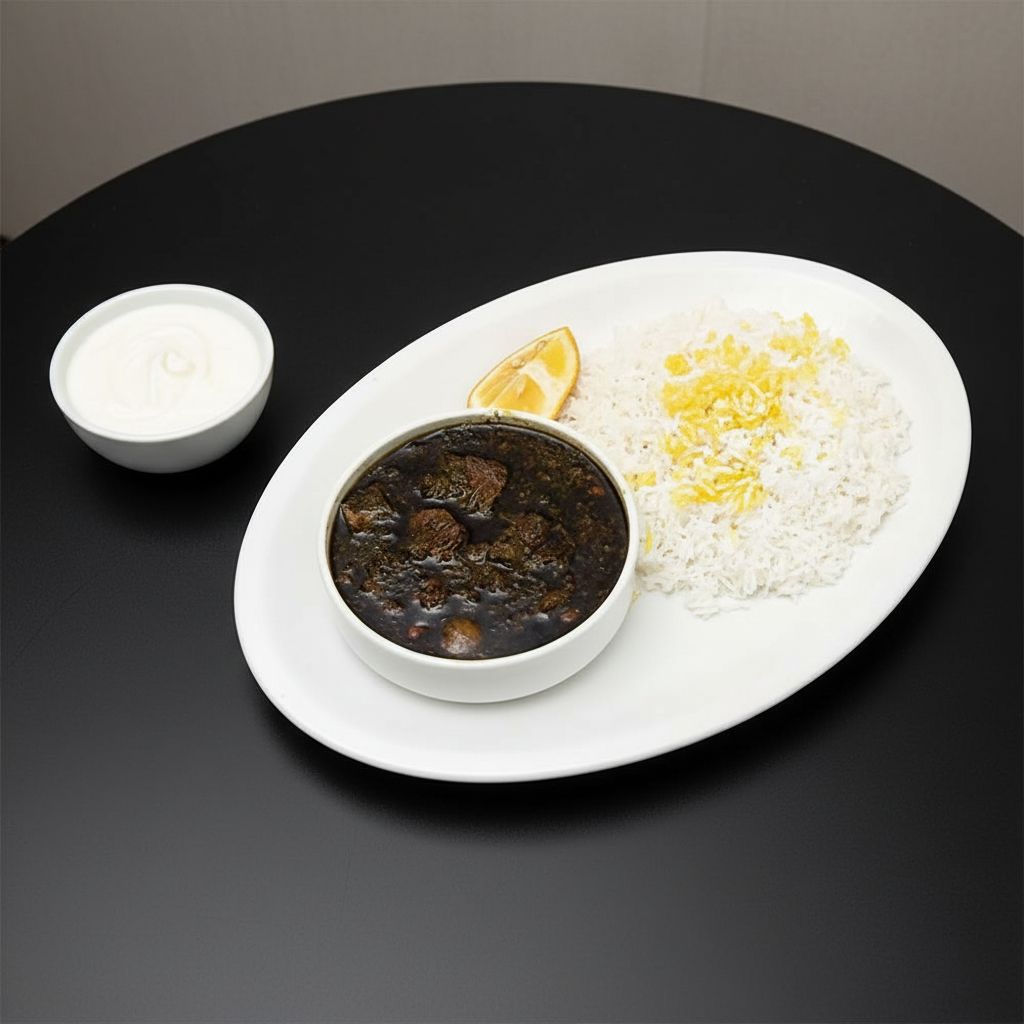 چلو قورمه سبزی